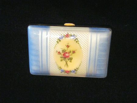 1930s Guilloche Cigarette Case Gold Plated LaMode Floral Ladies Card Case Supply