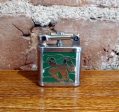 1930 s Lift Arm Lighter Green Enamel Gentleman Golfing Blank Cartouche on Sale