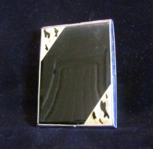 1930s Enamel Cigarette Case Golden Wheel Business Card Case Credit Card Holder Nickel Silver Discount