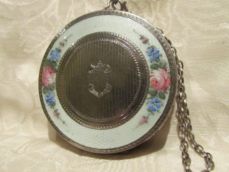 Silver Victorian Compact Purse Guilloche Wristlet Makeup Compact Dance Purse Online Hot Sale