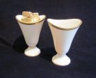 Lenox Ronson Table Lighter Set 1950s Tuxedo Gold Mid Century Working Lighter For Sale