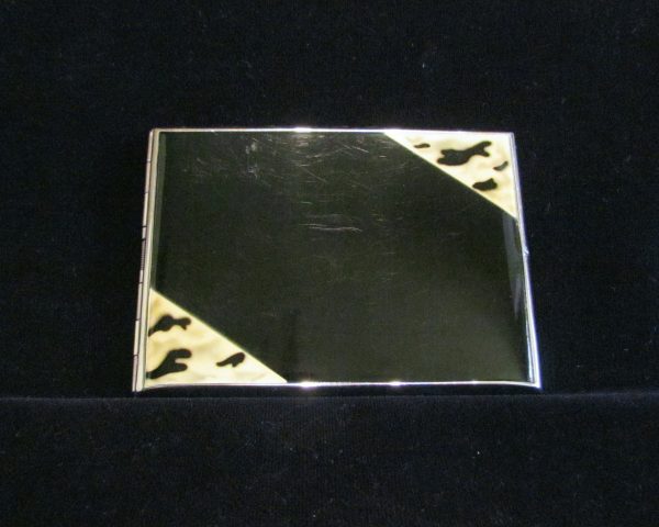 1930s Enamel Cigarette Case Golden Wheel Business Card Case Credit Card Holder Nickel Silver Discount