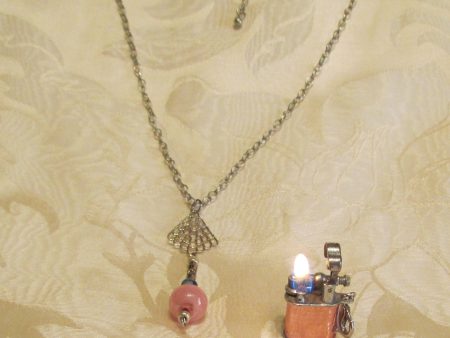 Vintage Lift Arm Lighter Necklace OOAK Handmade Detachable Holographic Lighter Necklace Working Lighter Online Sale