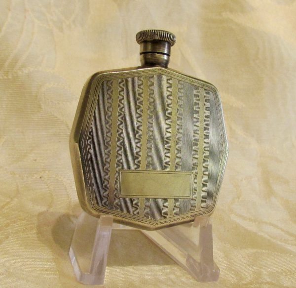 Antique Flask Perfume Bottle 1910s Edwardian Silver Snuff Bottle Blank Cartouche on Sale