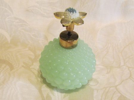 1940s Atomizer Perfume Bottle Green Hobnail Depression Glass Floral Top Excellent Working Condition Cheap