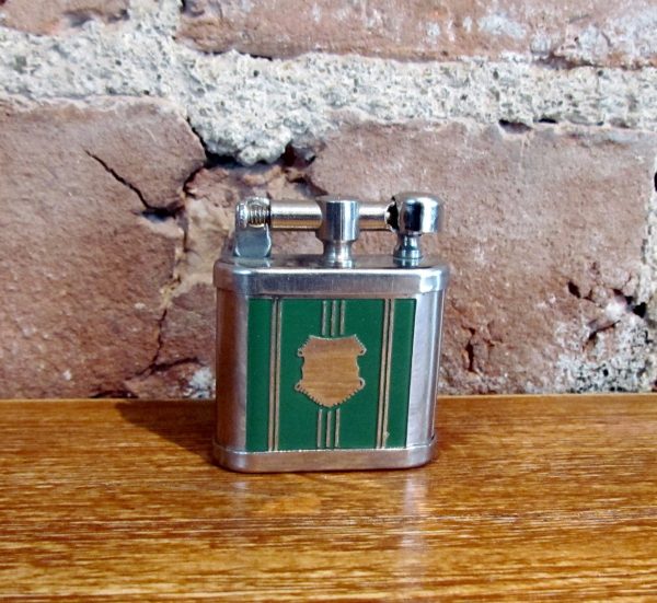 1930 s Lift Arm Lighter Green Enamel Gentleman Golfing Blank Cartouche on Sale