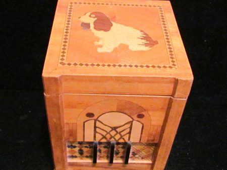 1940s Dog Cigarette Dispenser Wooden Box Occupied Japan Fashion