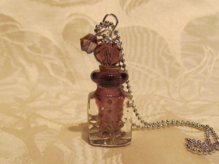 Murano Perfume Bottle Necklace Handmade Lampwork Art Glass Silver Purple Pendant Bottle Online Hot Sale