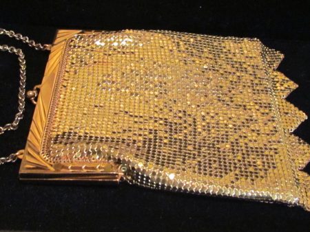 Art Deco Gold Purse Whiting Davis 1940s Mesh Purse Mint Condition Evening Handbag For Discount