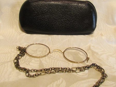 12Kt GF Pince Nez Eyeglasses Victorian Spectacles With Necklace And Case Online Hot Sale