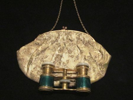 Antique Green Guilloche Opera Glasses 1800s Theater Glasses Enamel Binoculars With A French Silk Purse Cheap