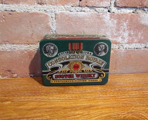 Vintage Consolation Royale Scotch Whisky Gentlemen s Playing Cards Tin For Discount