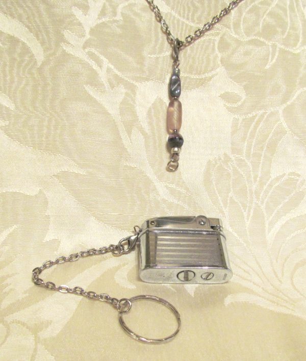 OOAK Handmade Vintage Lighter Necklace & Keychain Silver Working Lighter Pendant Necklace Online Hot Sale