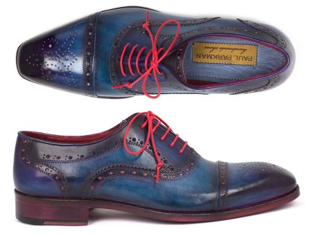 Paul Parkman Men s Captoe Oxfords Blue & Parliament (ID#024-PARL) Online Hot Sale