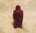 Carved Cinnabar Chinese Perfume Bottle Asian Snuff Holder Supply