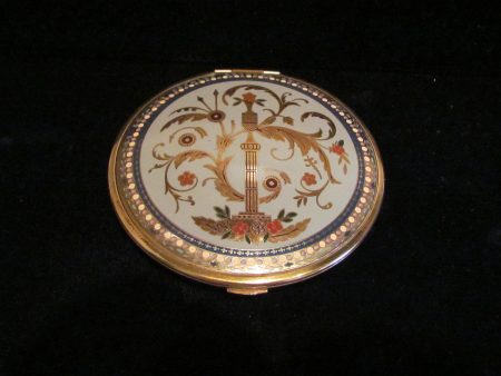 Volupte Cloisonne Powder Mirror Compact 1940s Art Deco Vanity Accessory on Sale