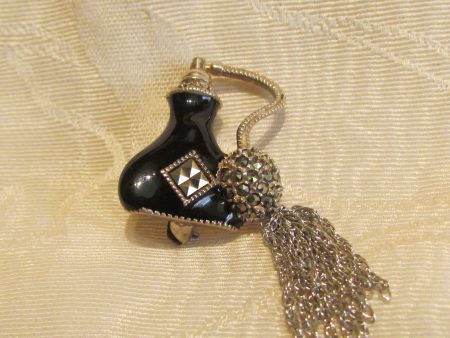 Sterling Silver Perfume Bottle Brooch Vintage Judith Jack Marcasite Pin Online Sale