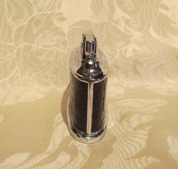 Ronson Senator Table Lighter 1950s Brown Leather Chrome Working Lighter Discount