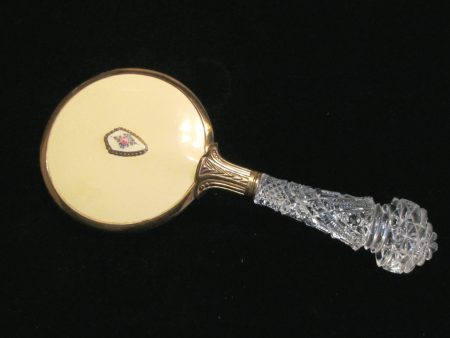 1930s Guilloche Brush Crystal Handle Vintage Natural Bristle Hair Brush For Sale