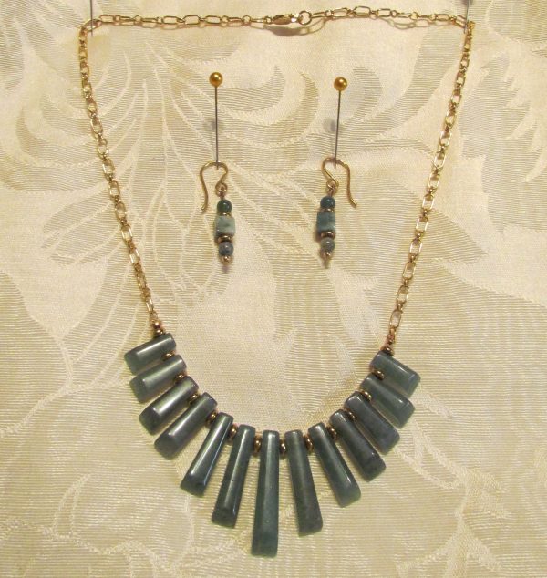 14kt GF Necklace & Earrings Set Green Aventurine Cleopatra Nile OOAK Beaded Necklace Set 14kt Gold Filled Earrings Online